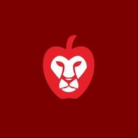 león logo diseño con manzana forma, Fruta logo diseño y animal logo diseño vector