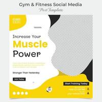 gym zone fitness square flyer post banner and social media post template design vector