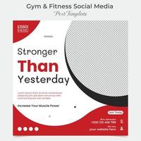 gym and fitness promotional square flyer post banner and social media post template design vector