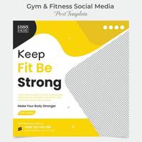 gym, fitness and sports social media post and square flyer post banner template design vector