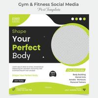 gym fitness social media post and square flyer post banner template design vector