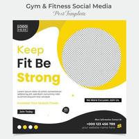 fitness training social media post and square flyer post banner template design vector