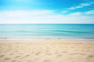 hermosa vacío tropical playa y mar paisaje antecedentes. ai generado foto