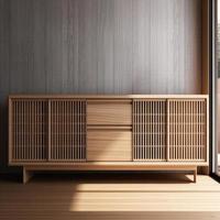 Wooden cabinet in the corner of the room. 3d rendering photo