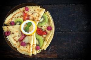 Flapjacks with raspberries jam photo