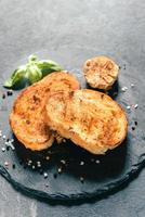 Grilled bread with onion photo