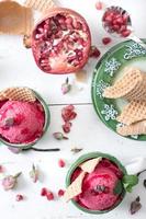 Ice cream with pomegranates photo