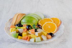 Fresh fruit salad on a plate photo