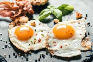 Served fried eggs photo