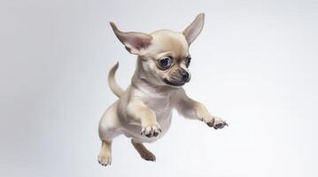 Chihuahua flying in the air. . photo