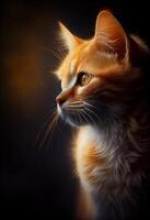 Fantastic portrait of a beautiful red fairy tale cat, Big eyes. . photo