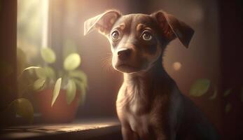 A beautiful image of a cute animal surrounded by natural light, capturing their delicate beauty and charm, 3D rendering, photo