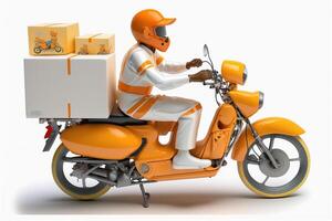 A man ride on bike to deliver to customer, delivery scene, photo