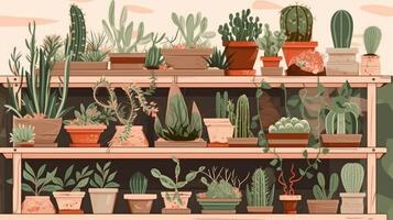 Big cacti collection. Illustration photo