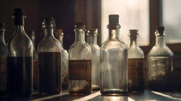 Vintage bottles collection. Illustration photo