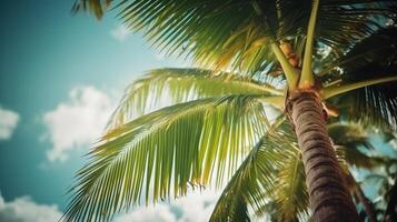 palma árbol soleado antecedentes. ilustración ai generativo foto