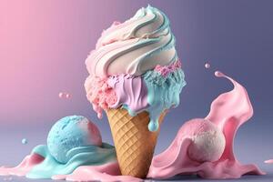 Pink and blue ice cream. Illustration photo