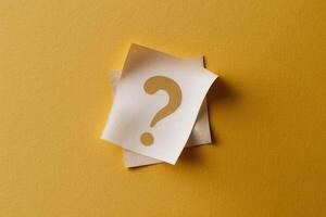 Yellow background with question mark. Illustration photo