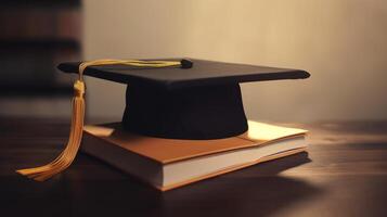 graduación gorra con libros. ilustración ai generativo foto