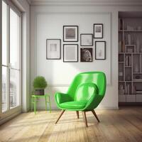 Modern interior with vivid chair. Illustration photo