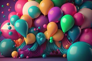 contento cumpleaños antecedentes con globos ilustración ai generativo foto