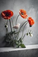 Poppy flower background. Illustration photo