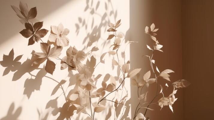 dry flower with a beige empty wall. Illustration AI Generative 21995818  Stock Photo at Vecteezy