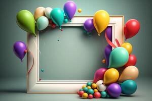 Happy Birthday Background with Balloons. Illustration photo