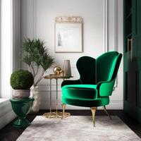 Modern interior with vivid chair. Illustration photo