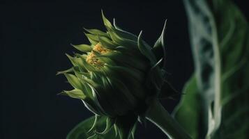 Sunflower bud. Illustration photo