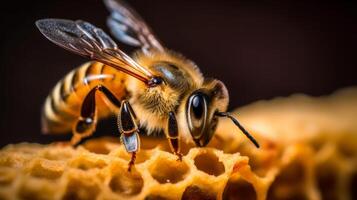 Macro photo of bee. Illustration