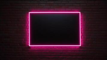 Neon frame on dark background. Illustration photo