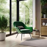 Modern interior with vivid chair. Illustration photo