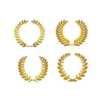 golden laurel wreaths icons isolated on white background vector