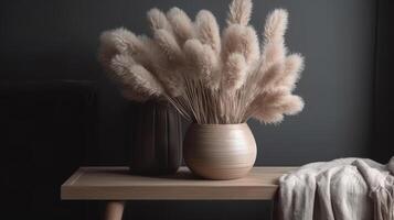 Bunny tail grass in vase. Illustration photo