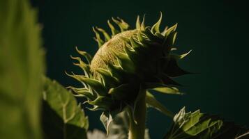 Sunflower bud. Illustration photo