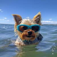 linda perro nadar. ilustración ai generativo foto