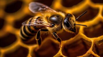 Macro photo of bee. Illustration