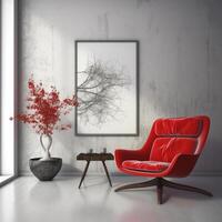 Modern interior with vivid chair. Illustration photo