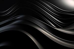 Glossy black wavy texture. Glowing wallpaper with abstract shapes. Background with curvy shapes. photo