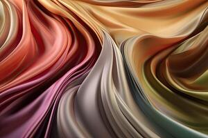 Abstract rainbow smooth silk background. Satin elegant luxury fabric. Beautiful soft folds on the surface of the fabric. photo