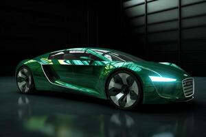 futuro coche en verde color generativo ai foto