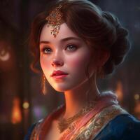 beautiful ancient princess in animation style photo