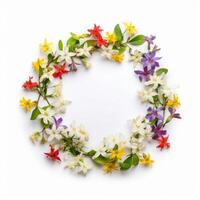 A circle shaped border of a small colorful flowers photo