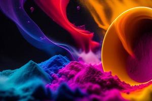 Colorful rainbow color powder splash background Ai genareted photo