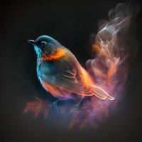 A bird with crystal smokey brush lighting effect background Ai genarated photo