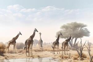 A group of African giraffes for Africa Day in nature. . photo