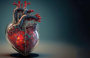 Artificial organ transplantation, heart. Modern medical technologies. . photo