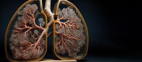 Artificial organ transplantation, lungs. Modern medical technologies. AI generated. photo
