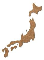 Japan map cork wood texture. photo